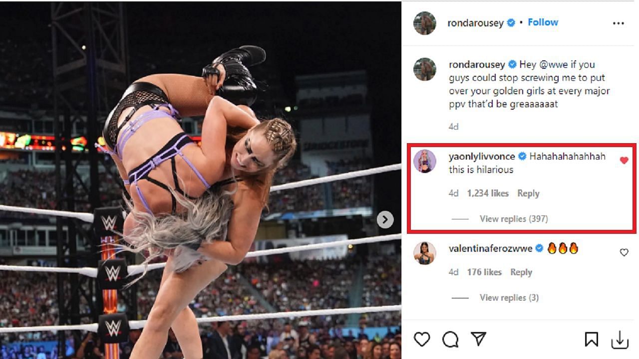 A screengrab of Morgan's response to Rousey